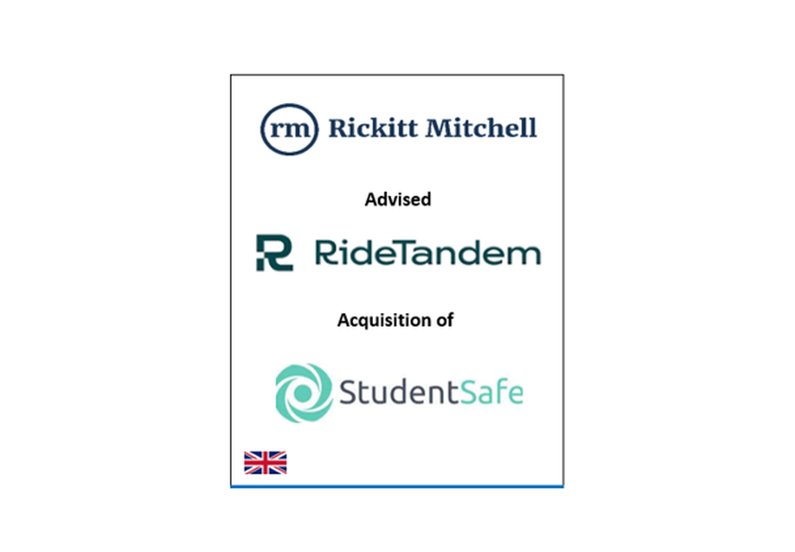 Rickitt Mitchell advises RideTandem on the acquisition of StudentSafe